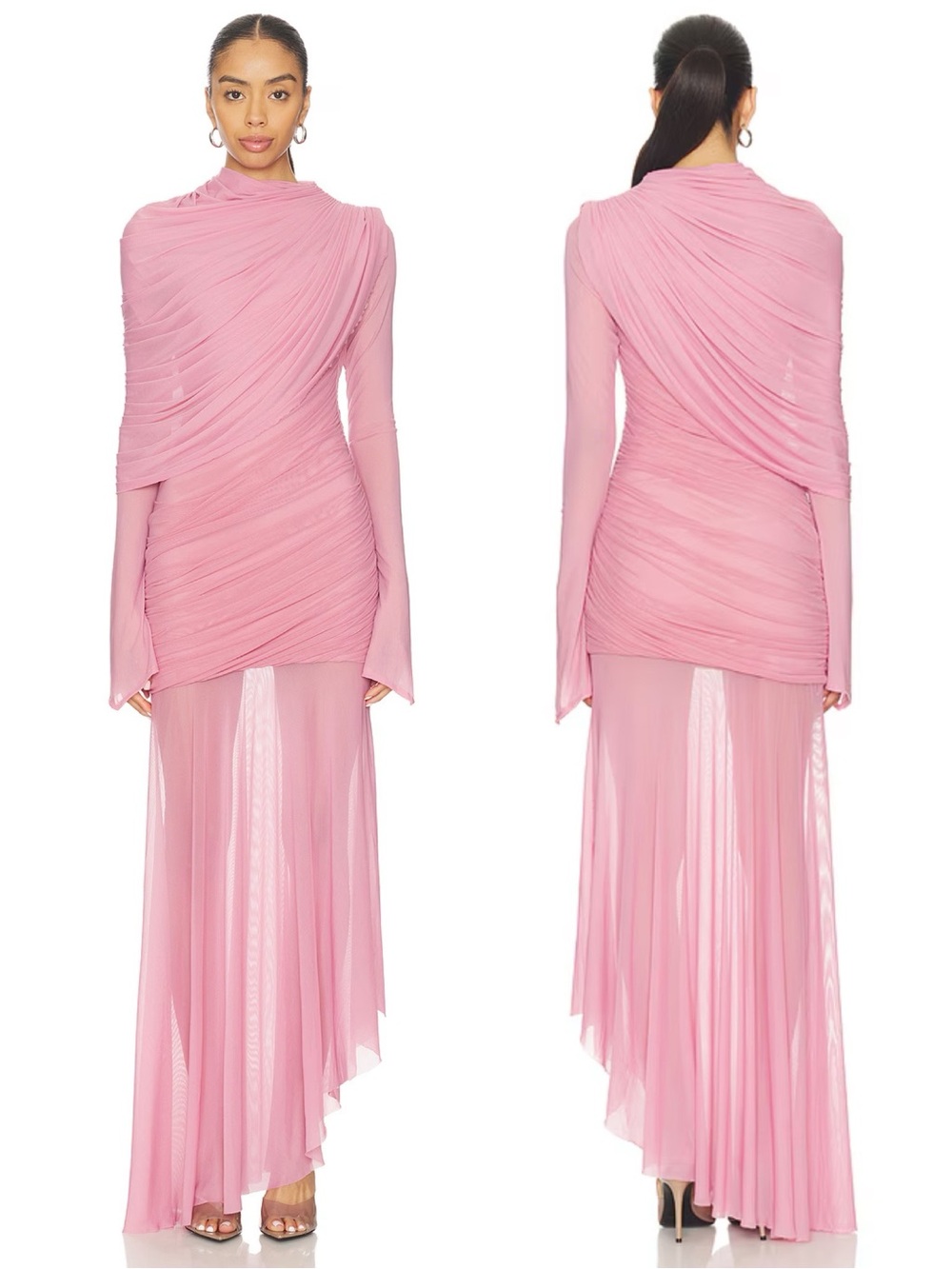 DEME by Gabriella Isla Ruched Long Sleeve Dress Mauve Pink NEW with tag